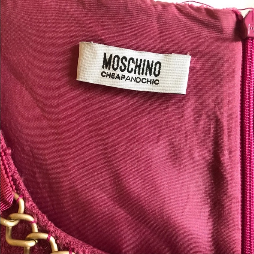 Moschino Pink Pearl Chain  links Necklace Midi Dress 12 - Picture 5 of 9
